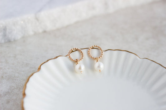 Delicate Dot & Pearl Earrings